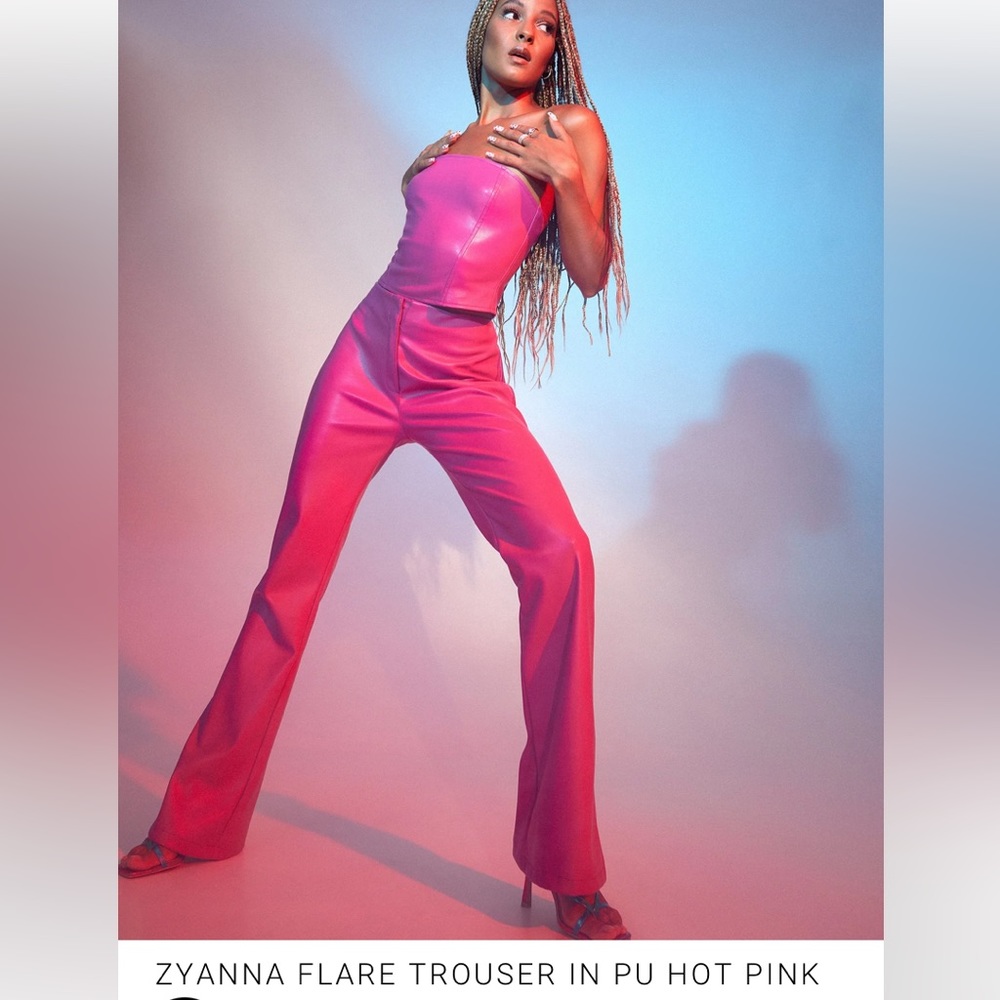 Motel Rocks Zyanna Flare Trouser Pink Leather Pant